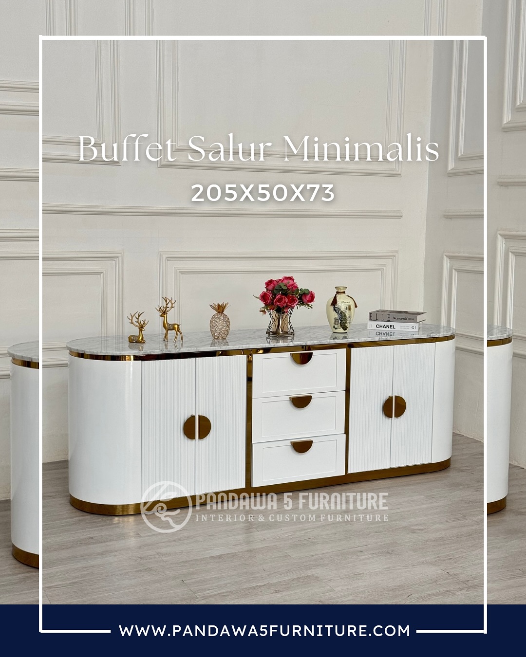 Buffet Minimalis model terbaru dengan desain yang elegan. Top marmer carara membuat tampilan buf (3)