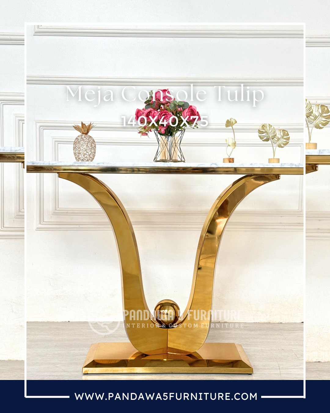 Baru Lagi!! Meja console stainless dengan top marmer carara italy dan warna finishing gold orang (1)