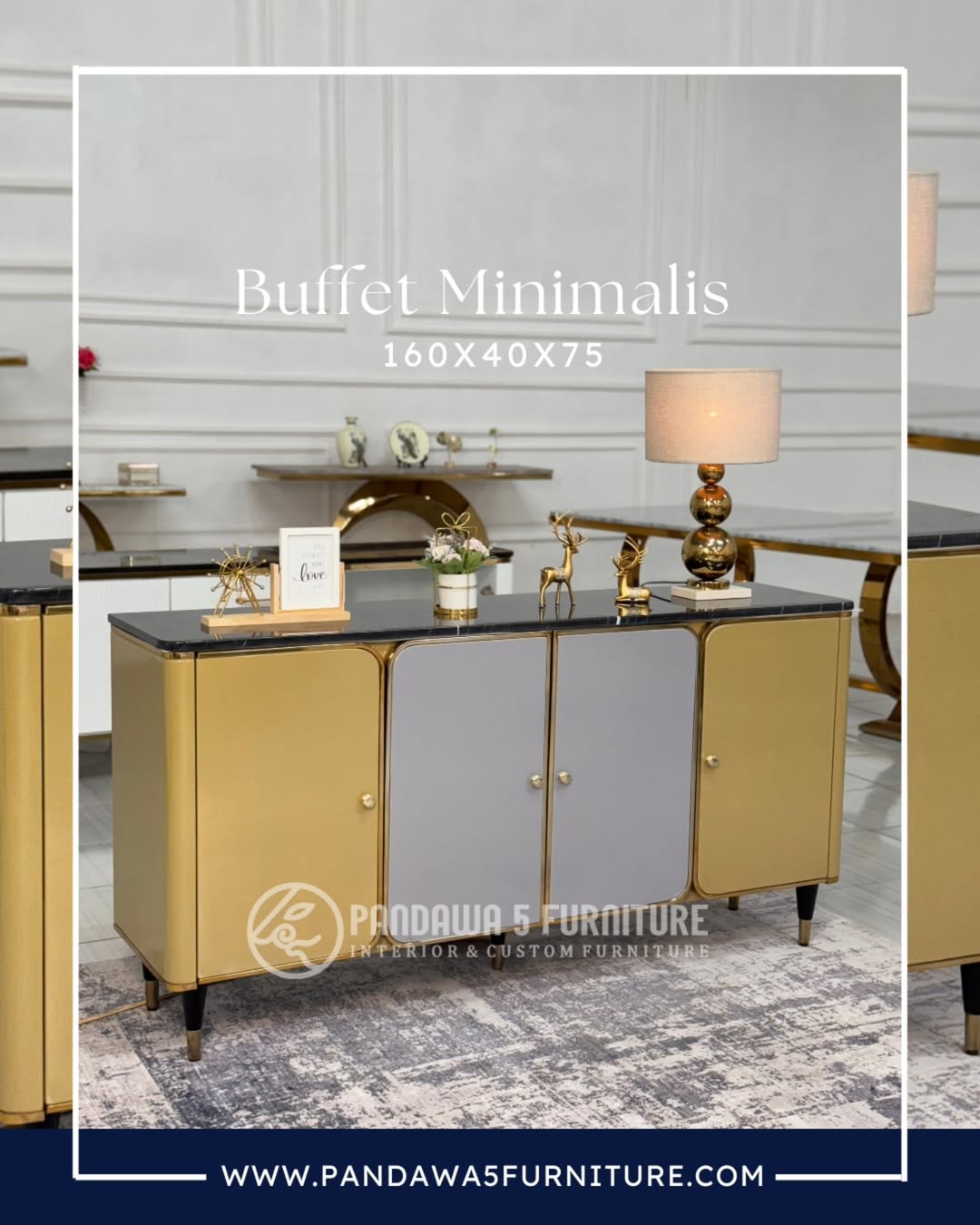 Buffet Stainless Minimalis Spesial Custom dari CustomerMaterial - Stainless Steel-MDF-Marmer Bl