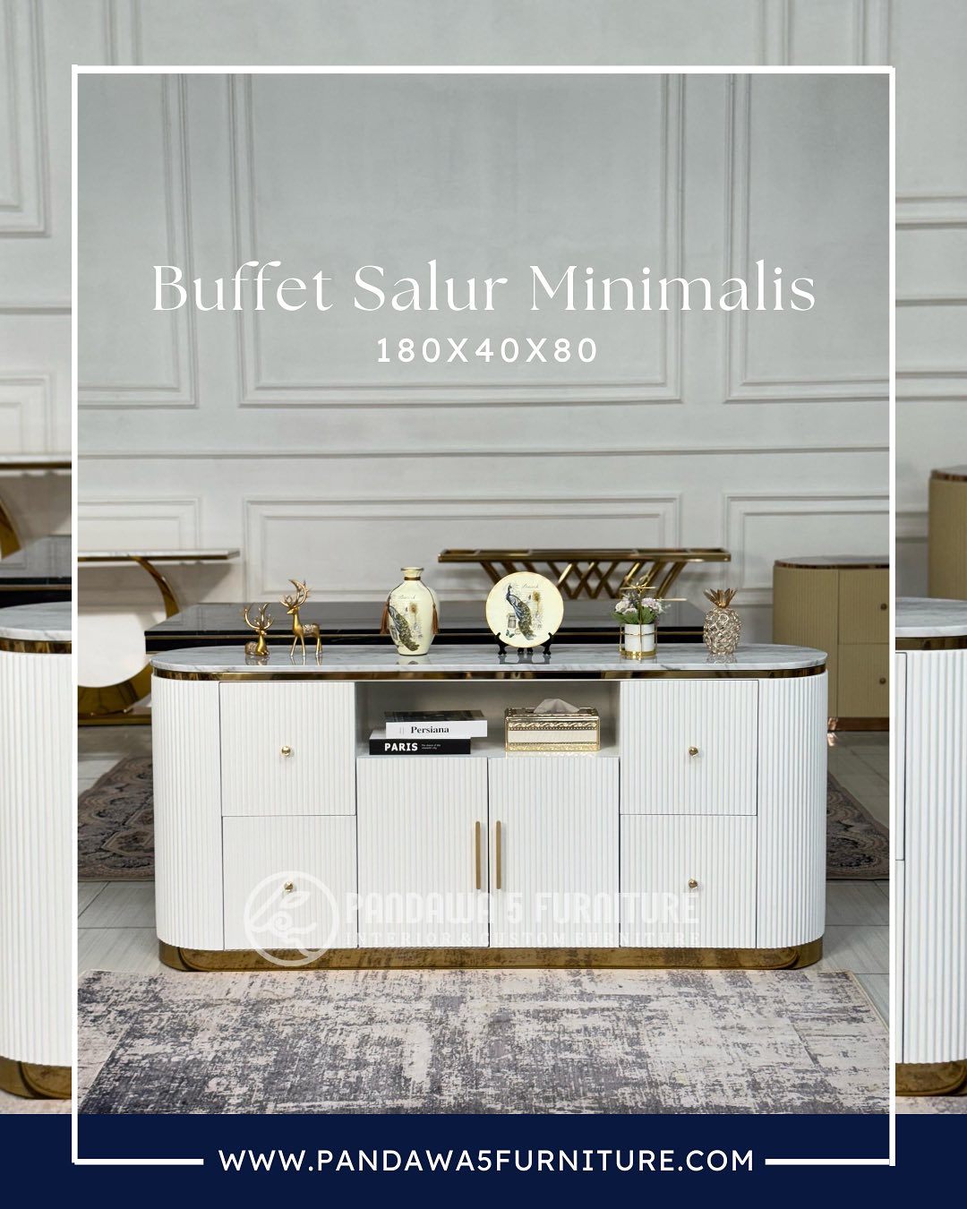 Buffet salur minimalis cantik dengan variasi lubang pada bagian tengahnya. Material - Stainless (2)