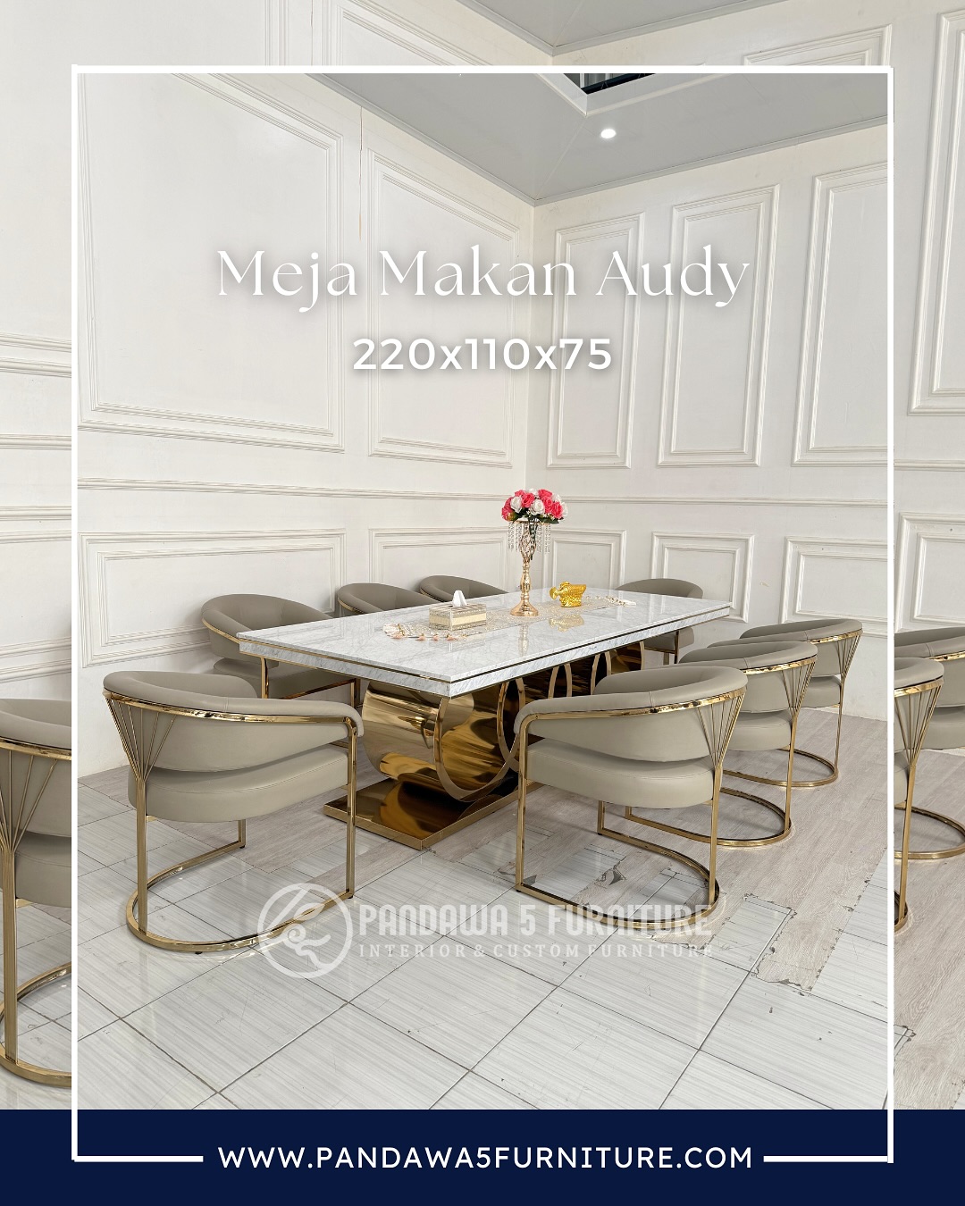 Set meja makan stainless marmer mewah, meningkatkan keharmonisan keluarga di tengah ruang makan